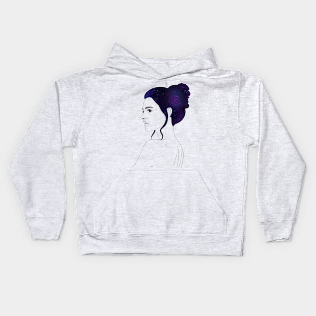 Galaxy Girl Kids Hoodie by marissafv